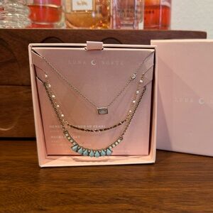 Luna Norte Layered Necklace Set with Turquoise Accents
